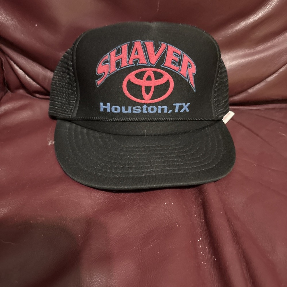 Toyota Shaver Snapback Black Otto Cap Hat Mesh Back Red Logo New Vintage